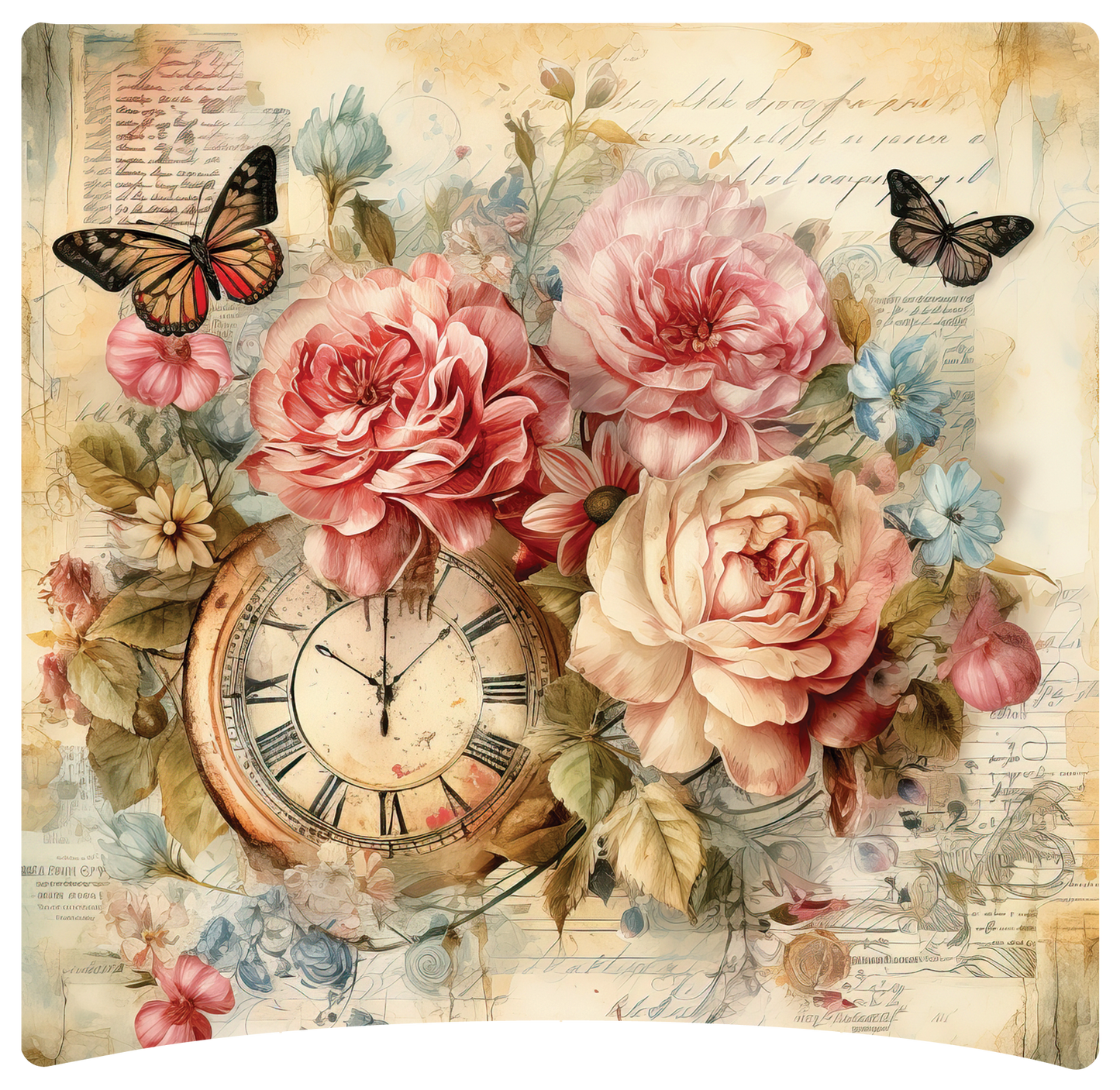 8" x 8" Clock and flowers