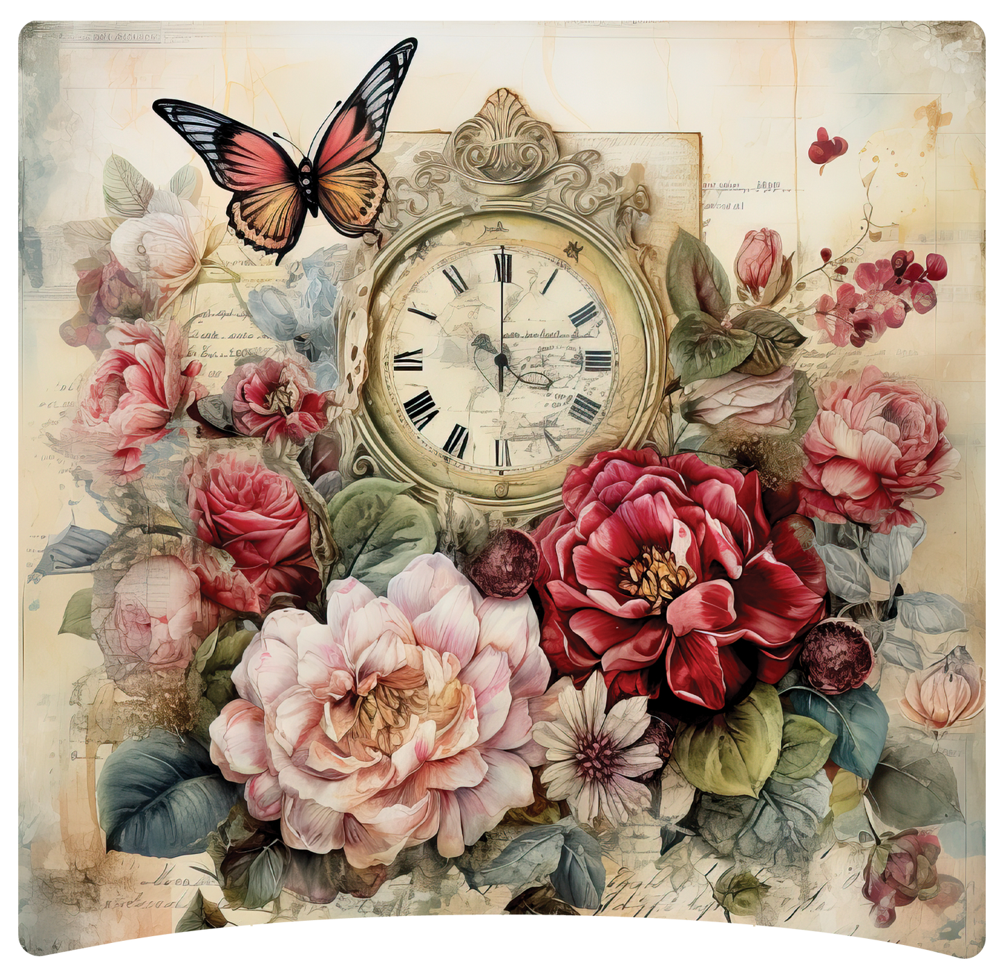 8" x 8" Clock and flowers