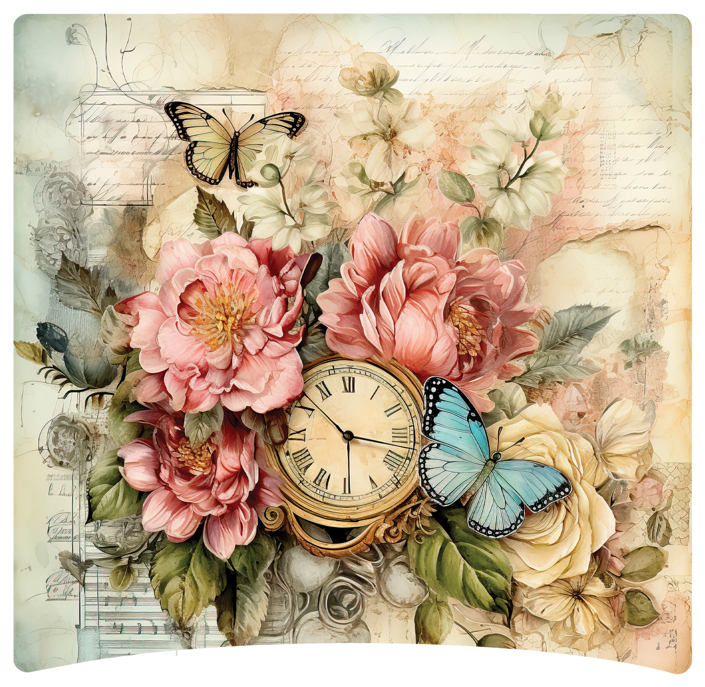 8" x 8" Clock and flowers