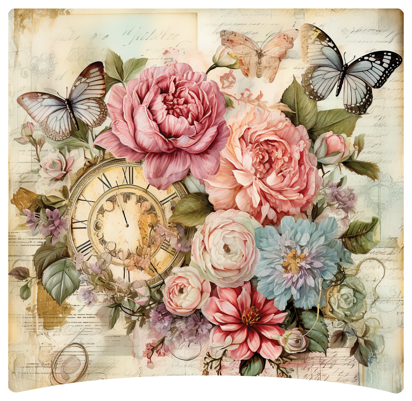 8" x 8" Clock and flowers