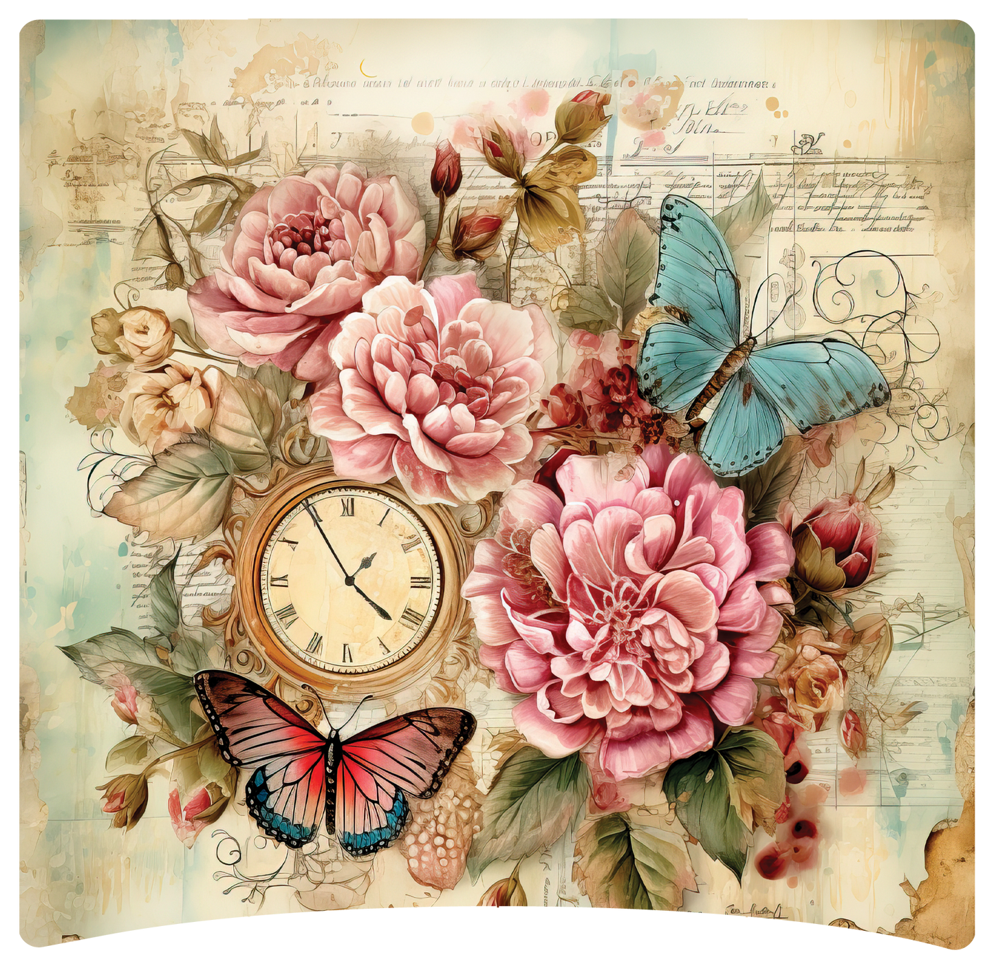 8" x 8" Clock and flowers