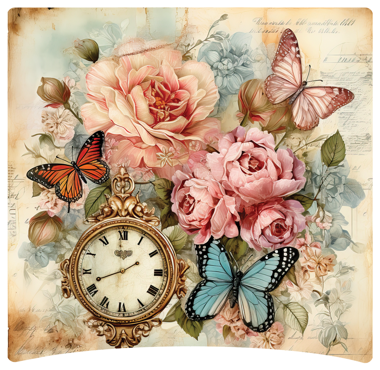 8" x 8" Clock and flowers