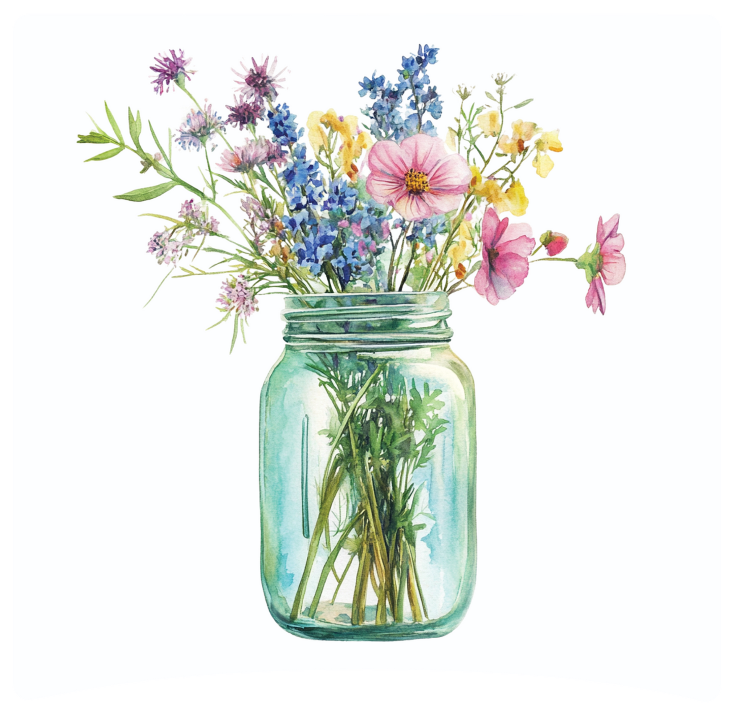 8" x 8" Mason jar flowers panel
