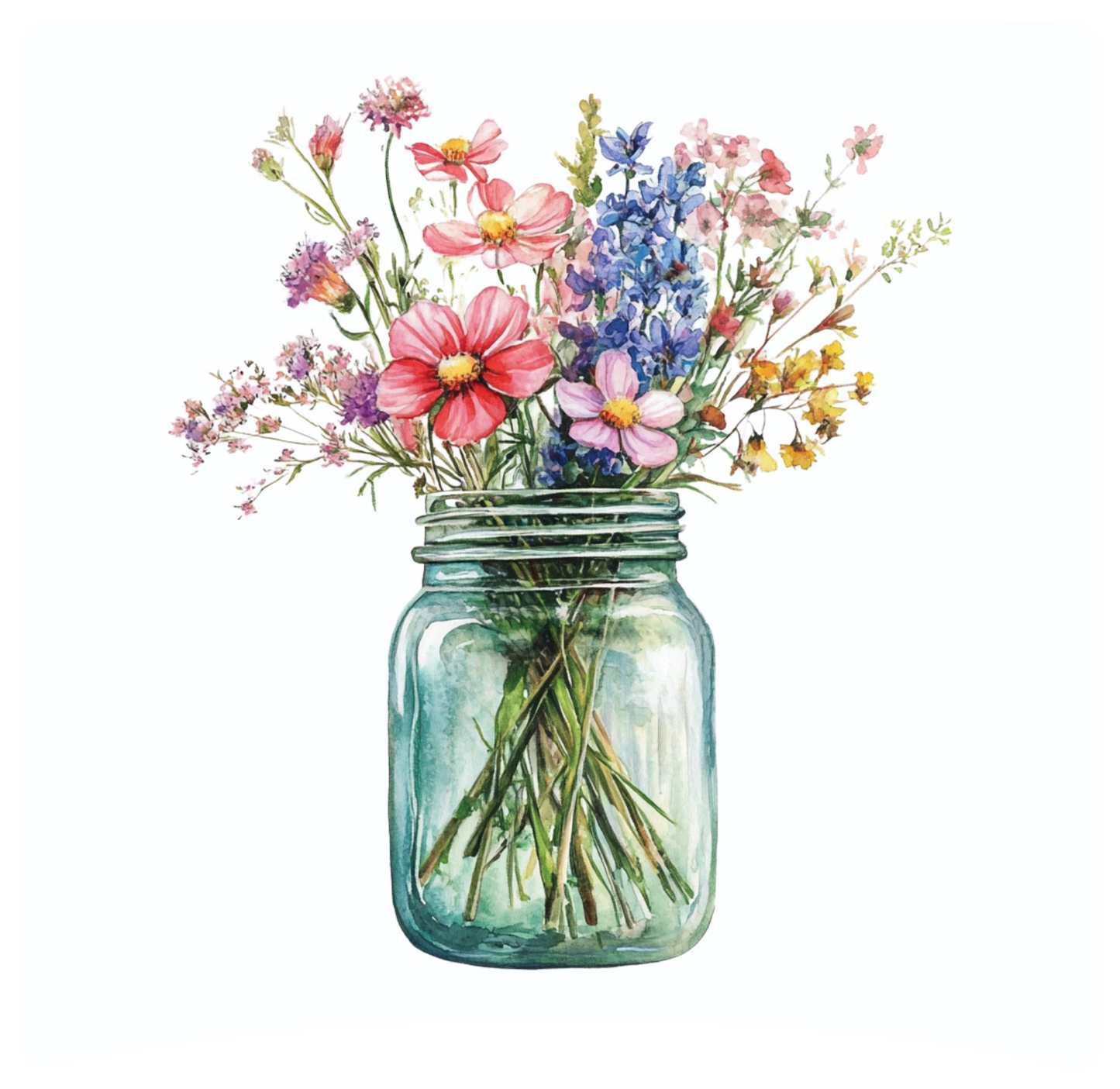8" x 8" Mason jar flowers panel