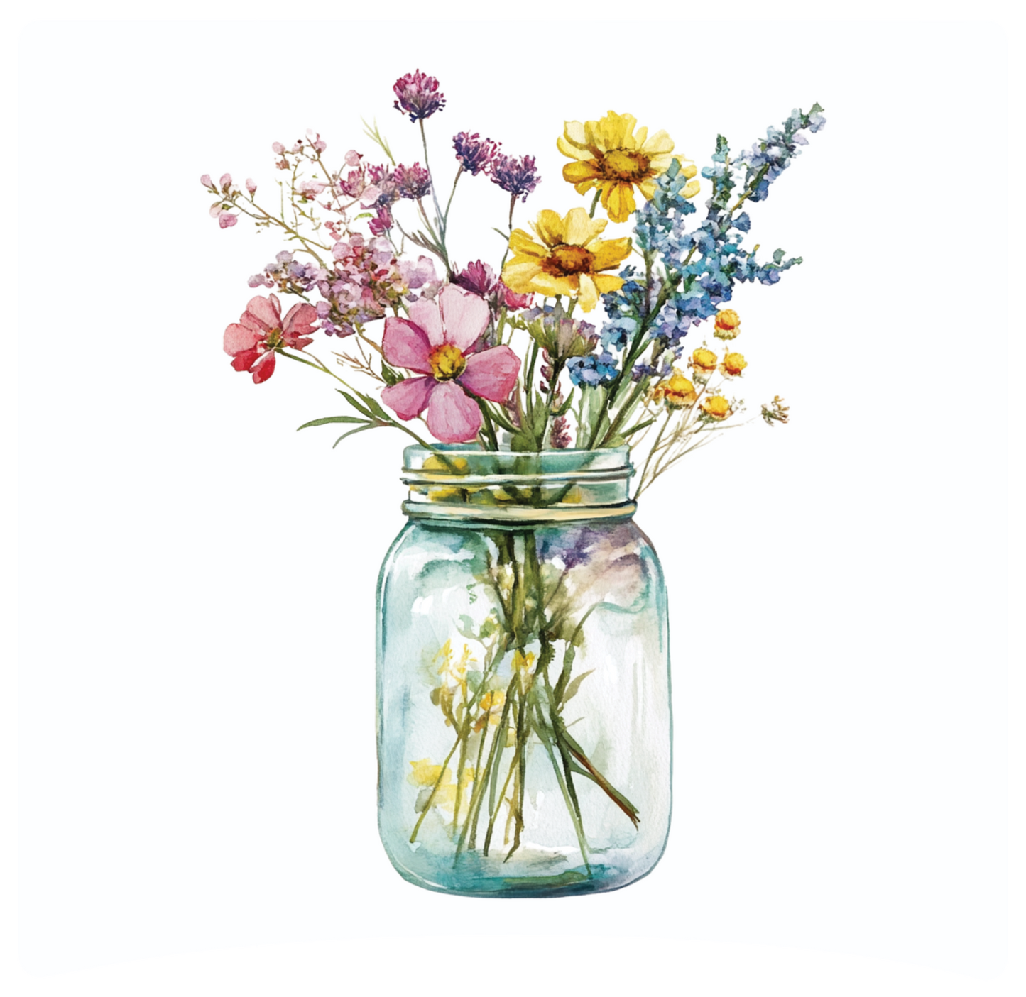 8" x 8" Mason jar flowers panel