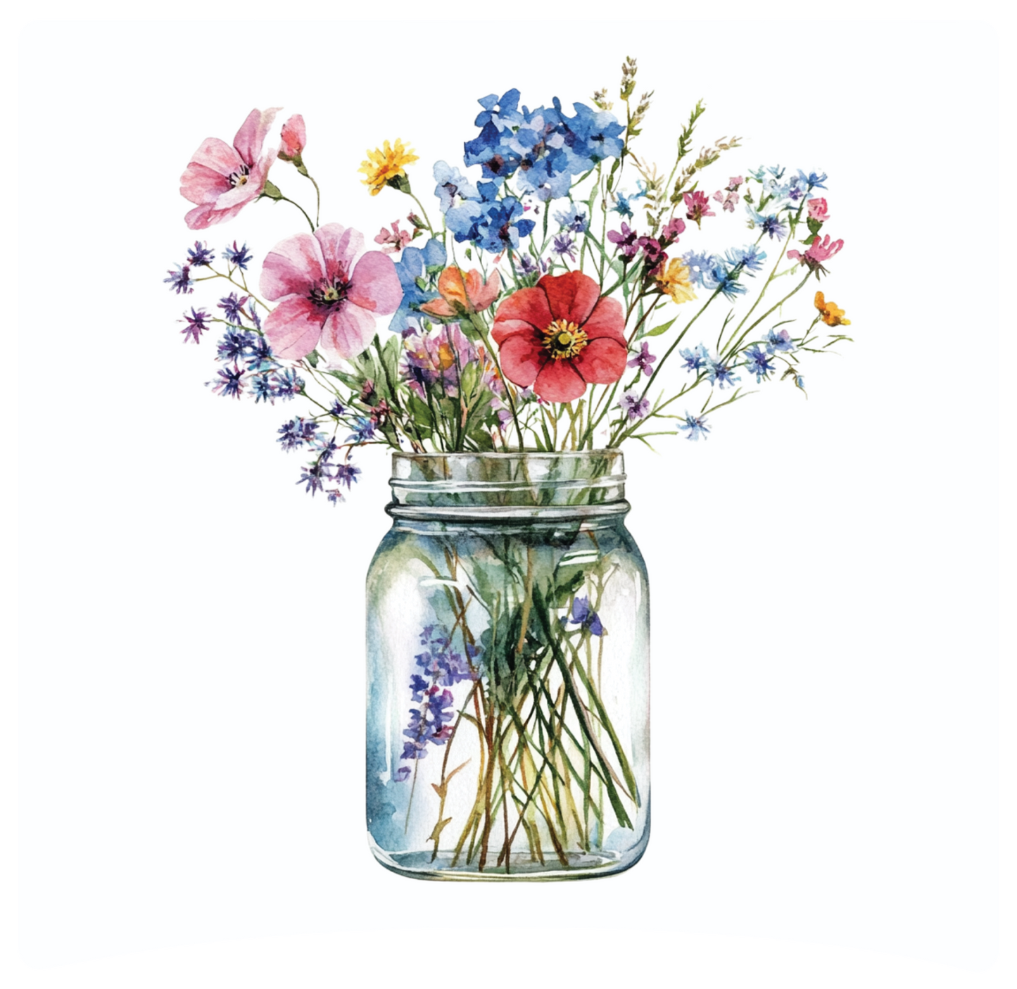 8" x 8" Mason jar flowers panel