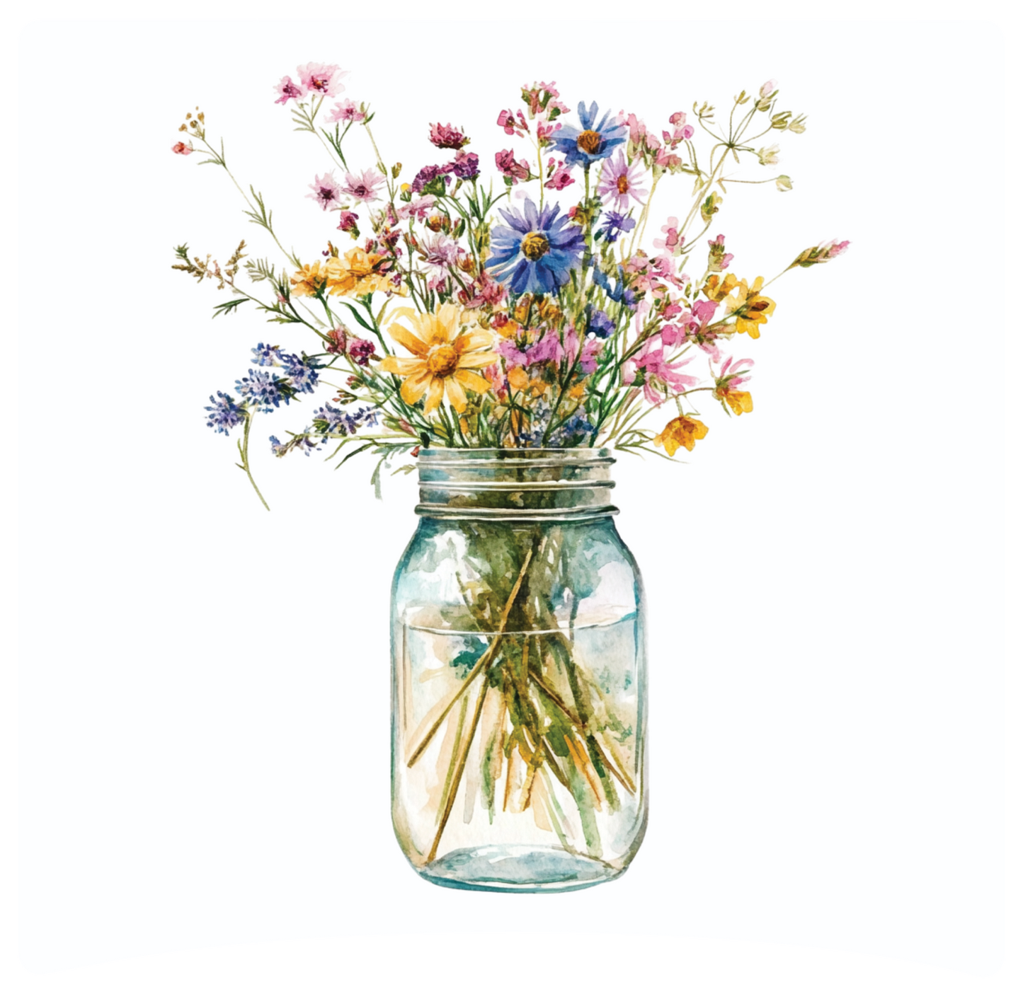 8" x 8" Mason jar flowers panel