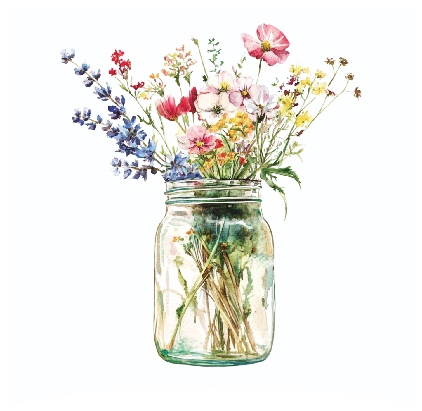 8" x 8" Mason jar flowers panel