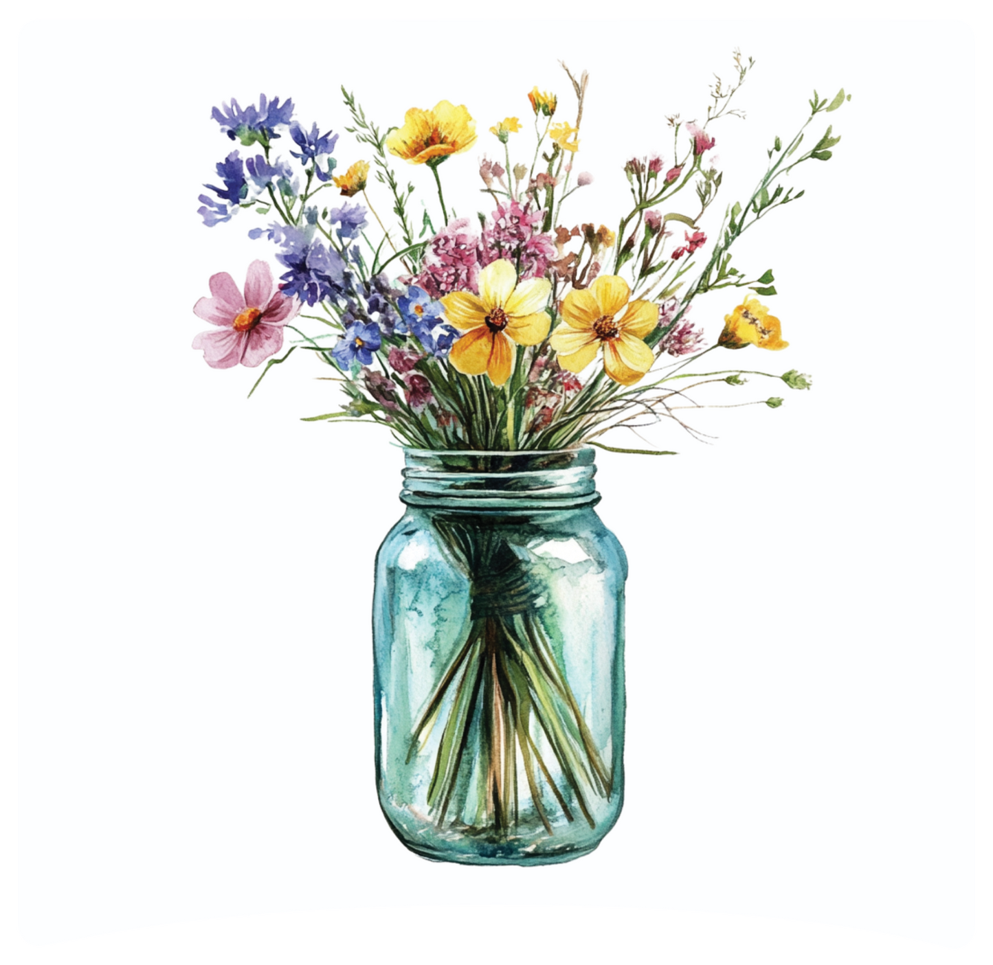 8" x 8" Mason jar flowers panel