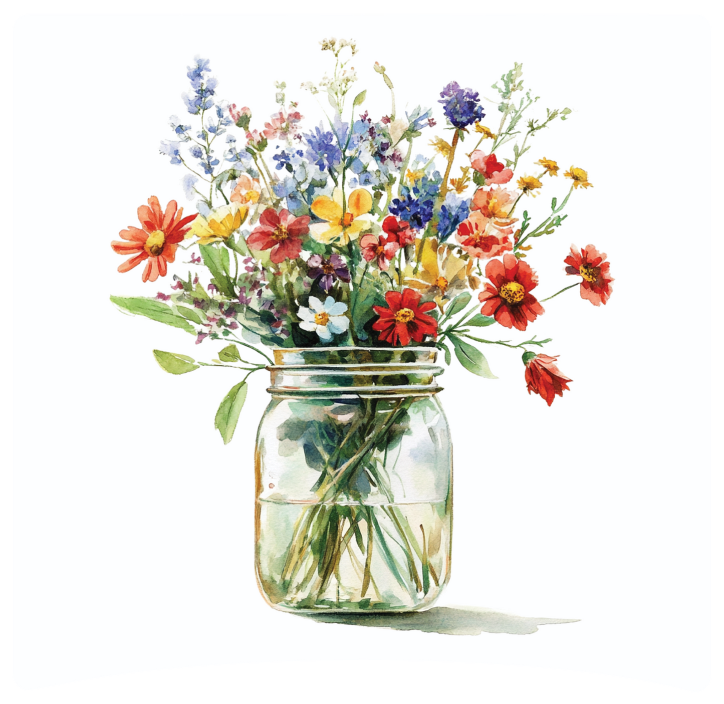 8" x 8" Mason jar flowers panel