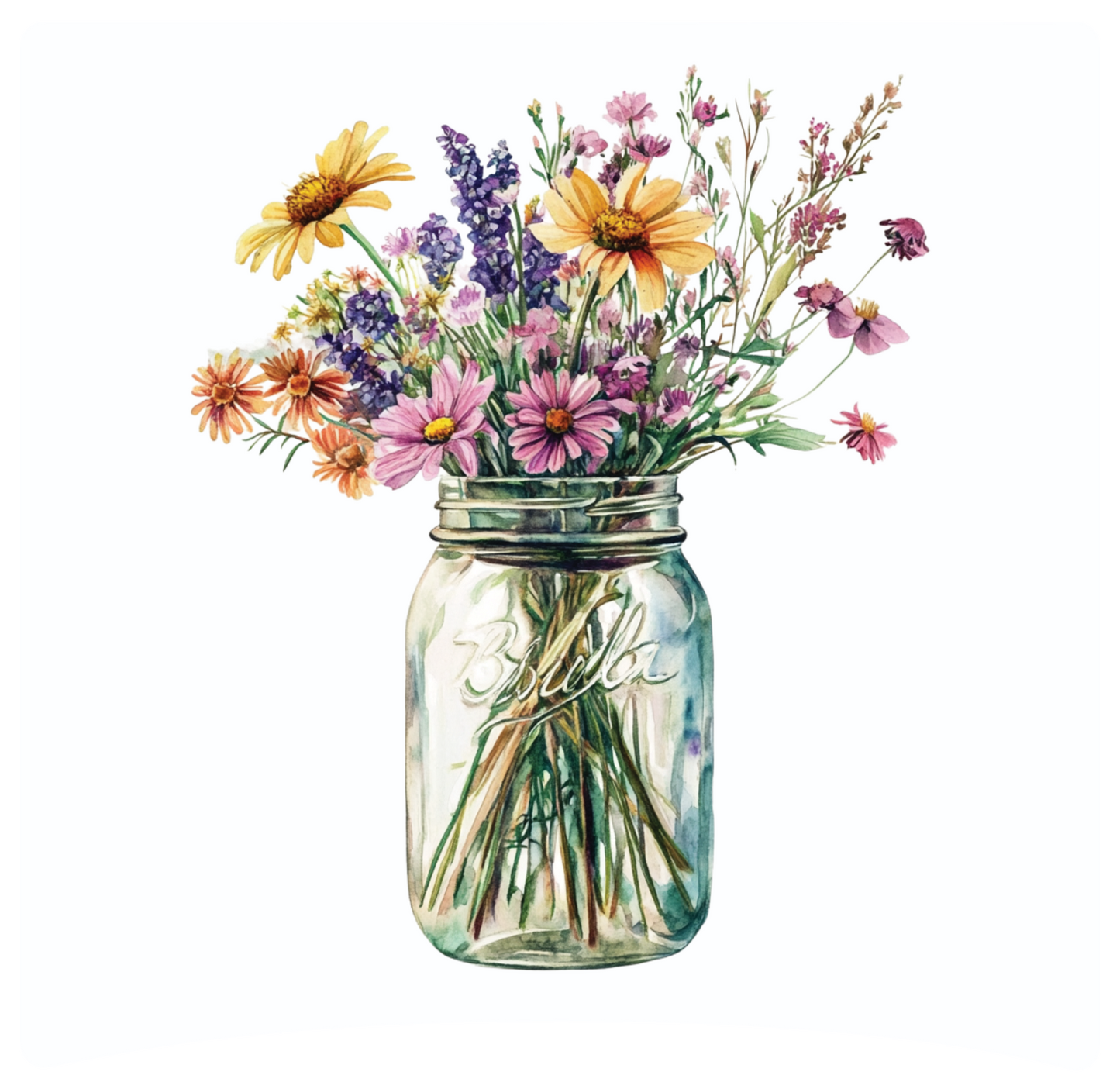 8" x 8" Mason jar flowers panel