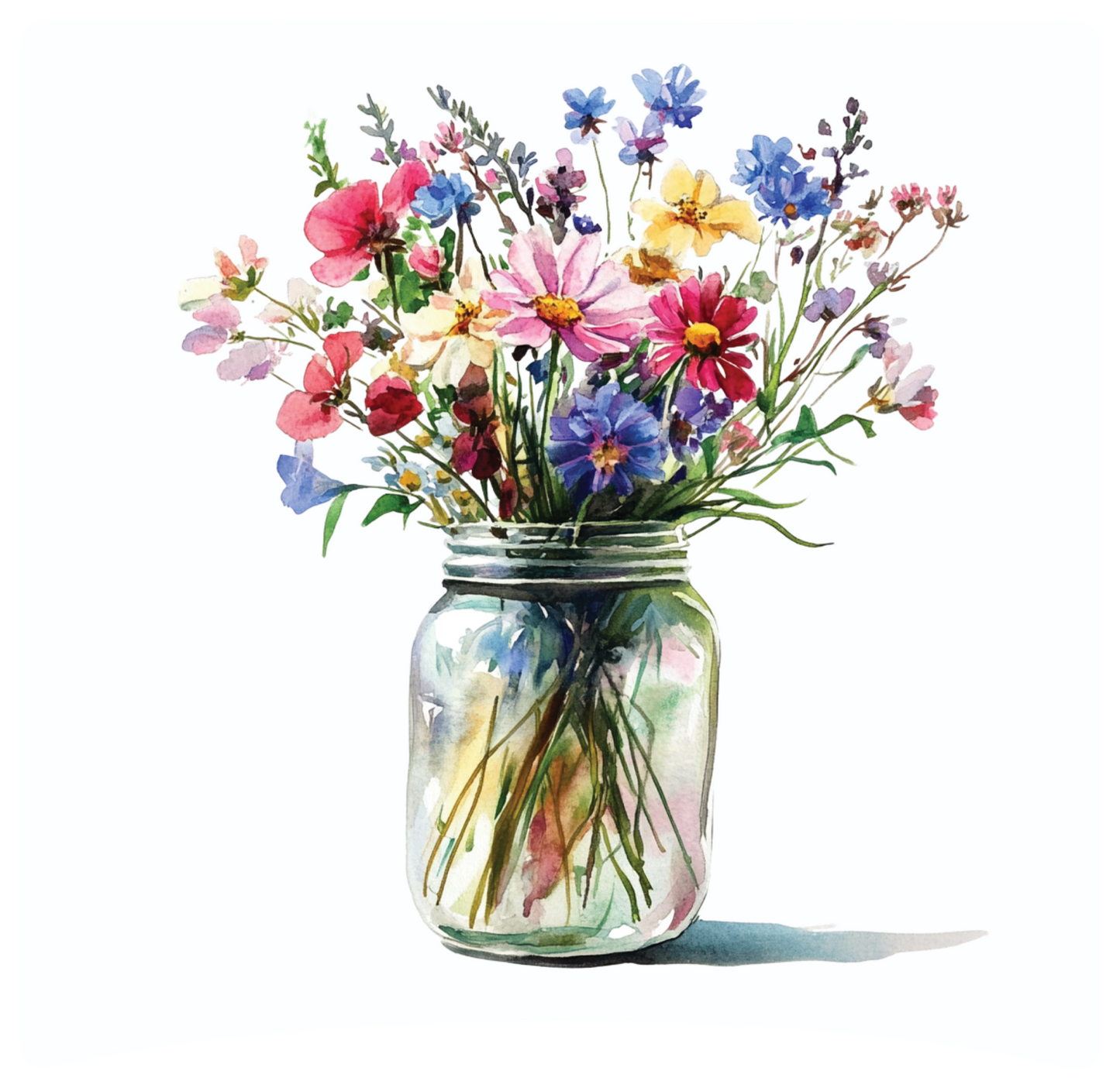 8" x 8" Mason jar flowers panel