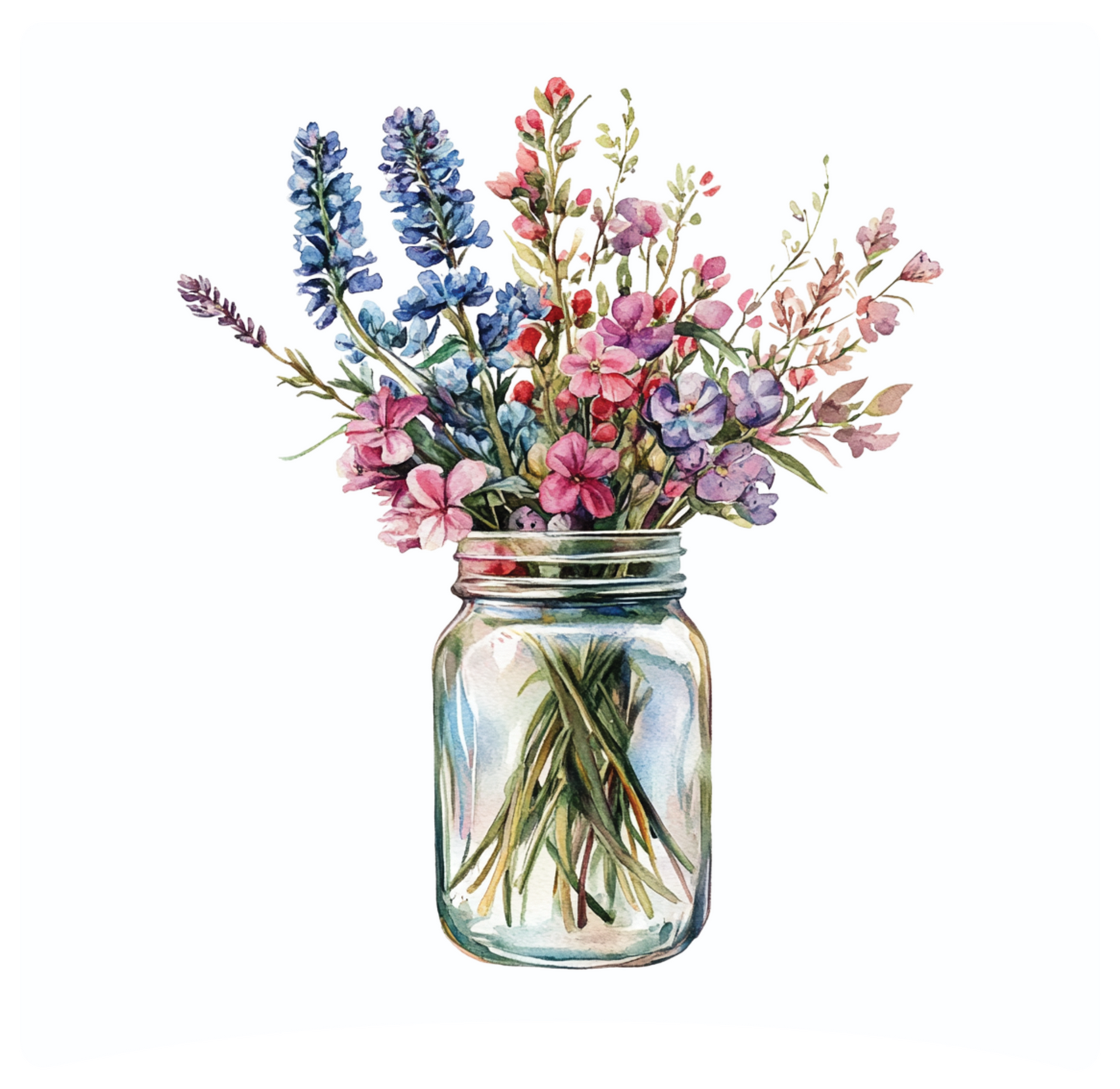 8" x 8" Mason jar flowers panel