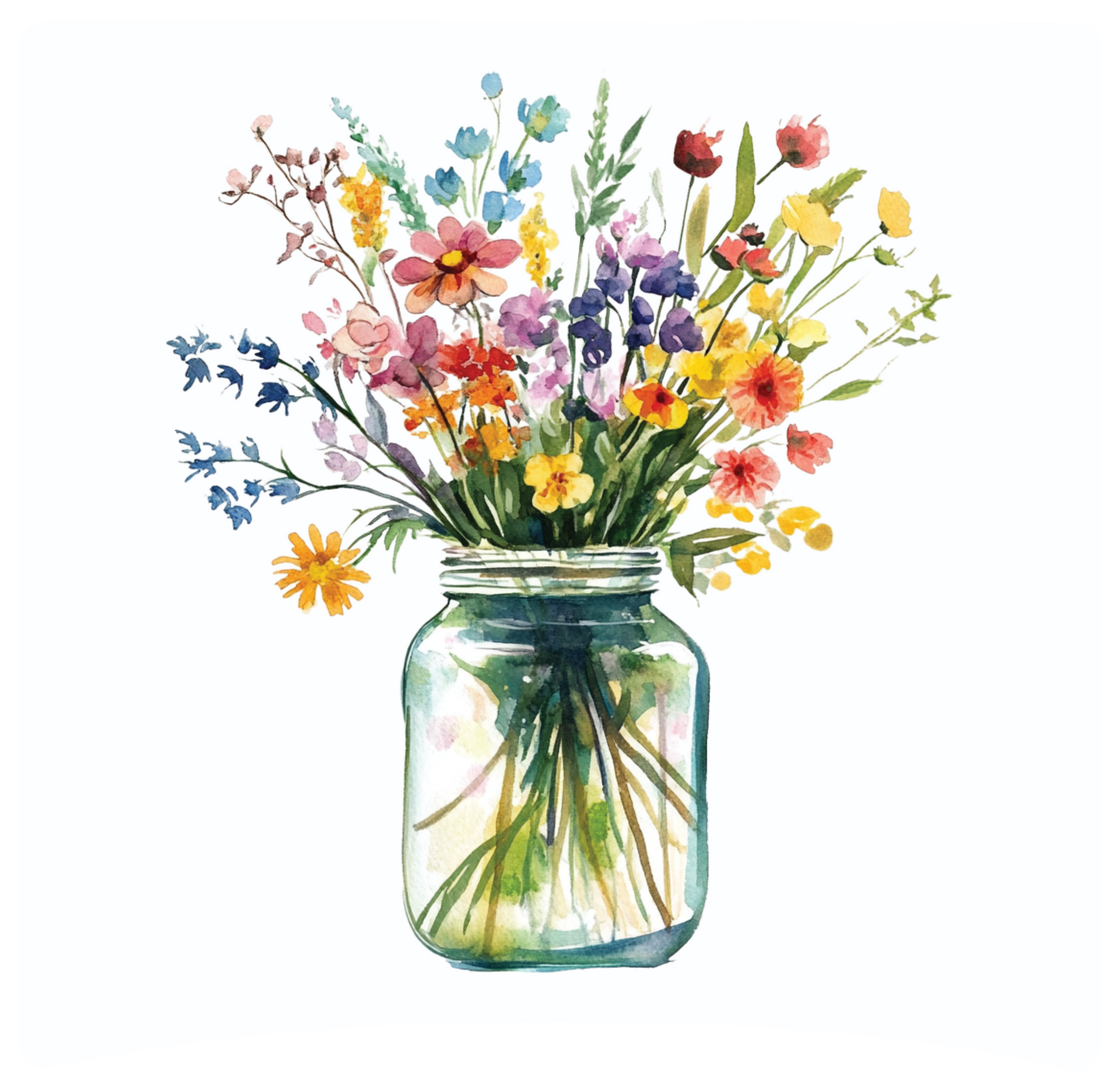 8" x 8" Mason jar flowers panel