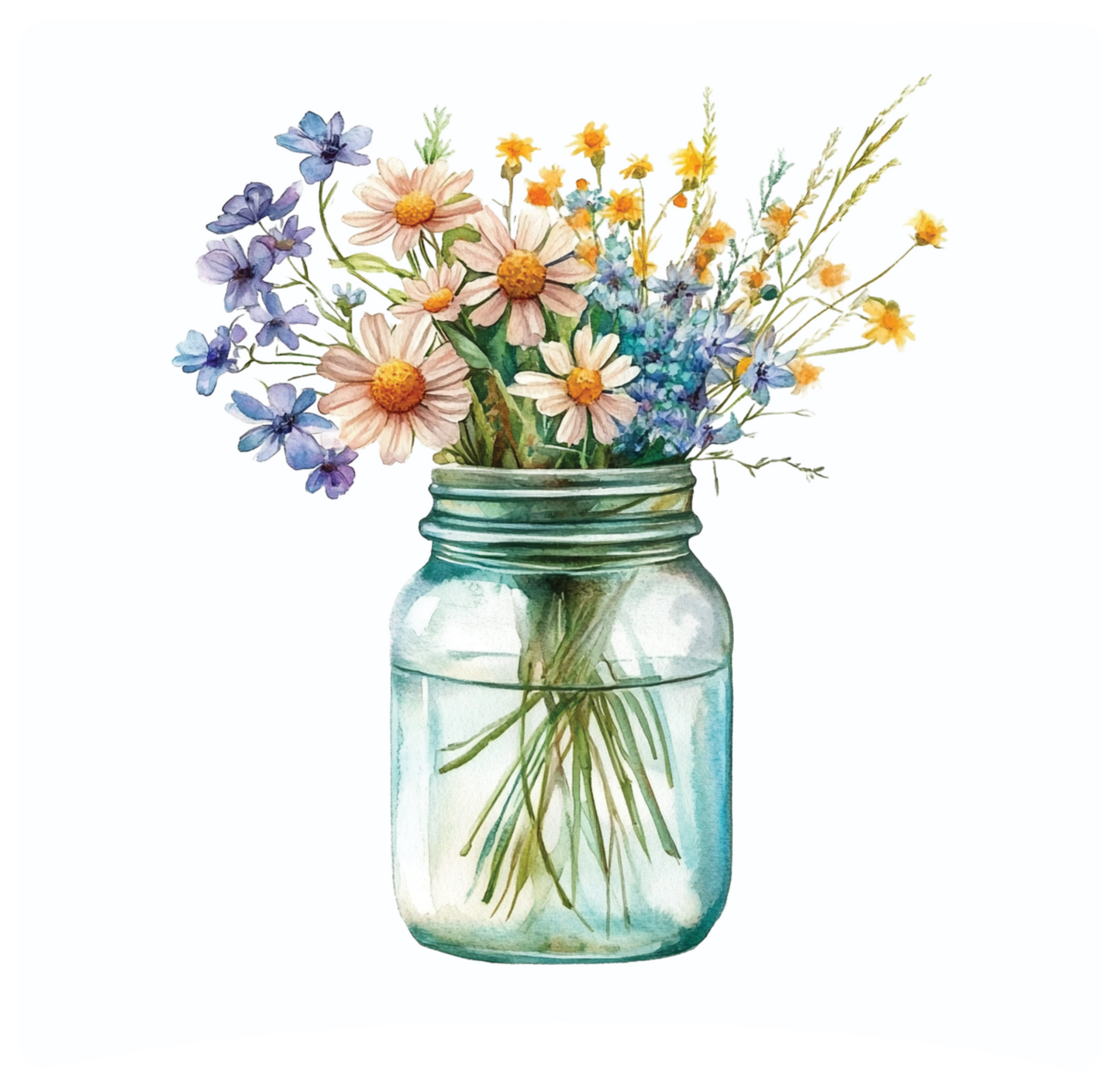 8" x 8" Mason jar flowers panel