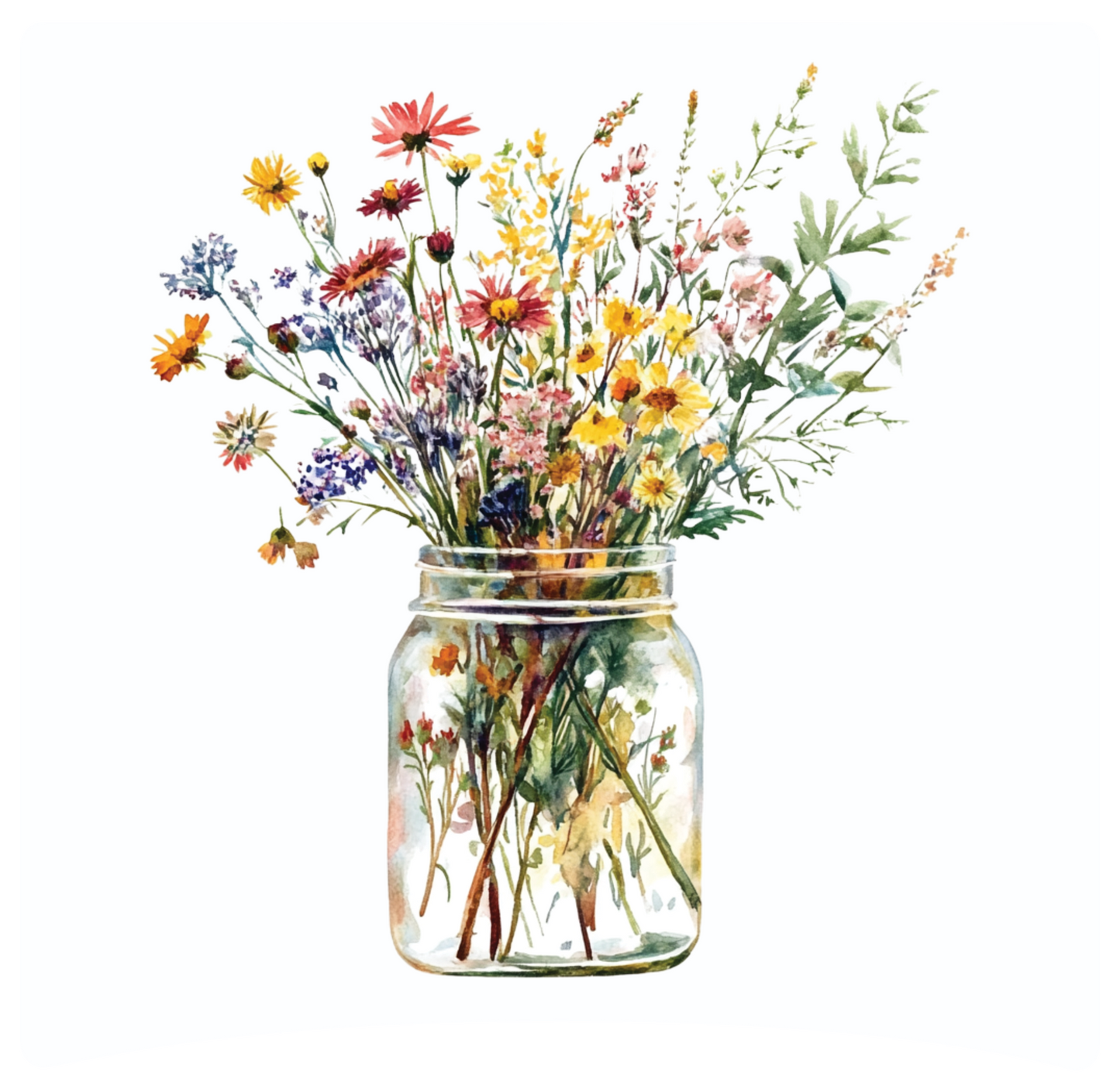 8" x 8" Mason jar flowers panel