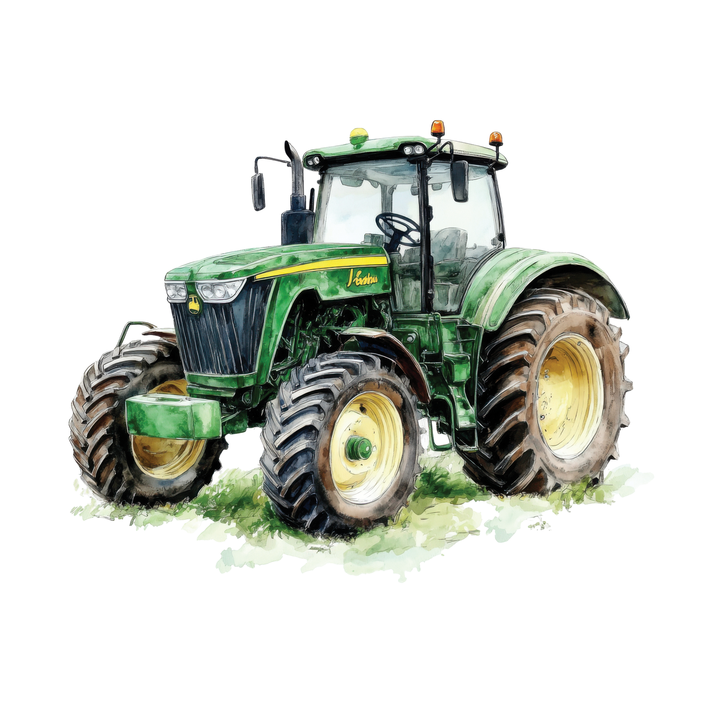 8" x 8" Green Tractor