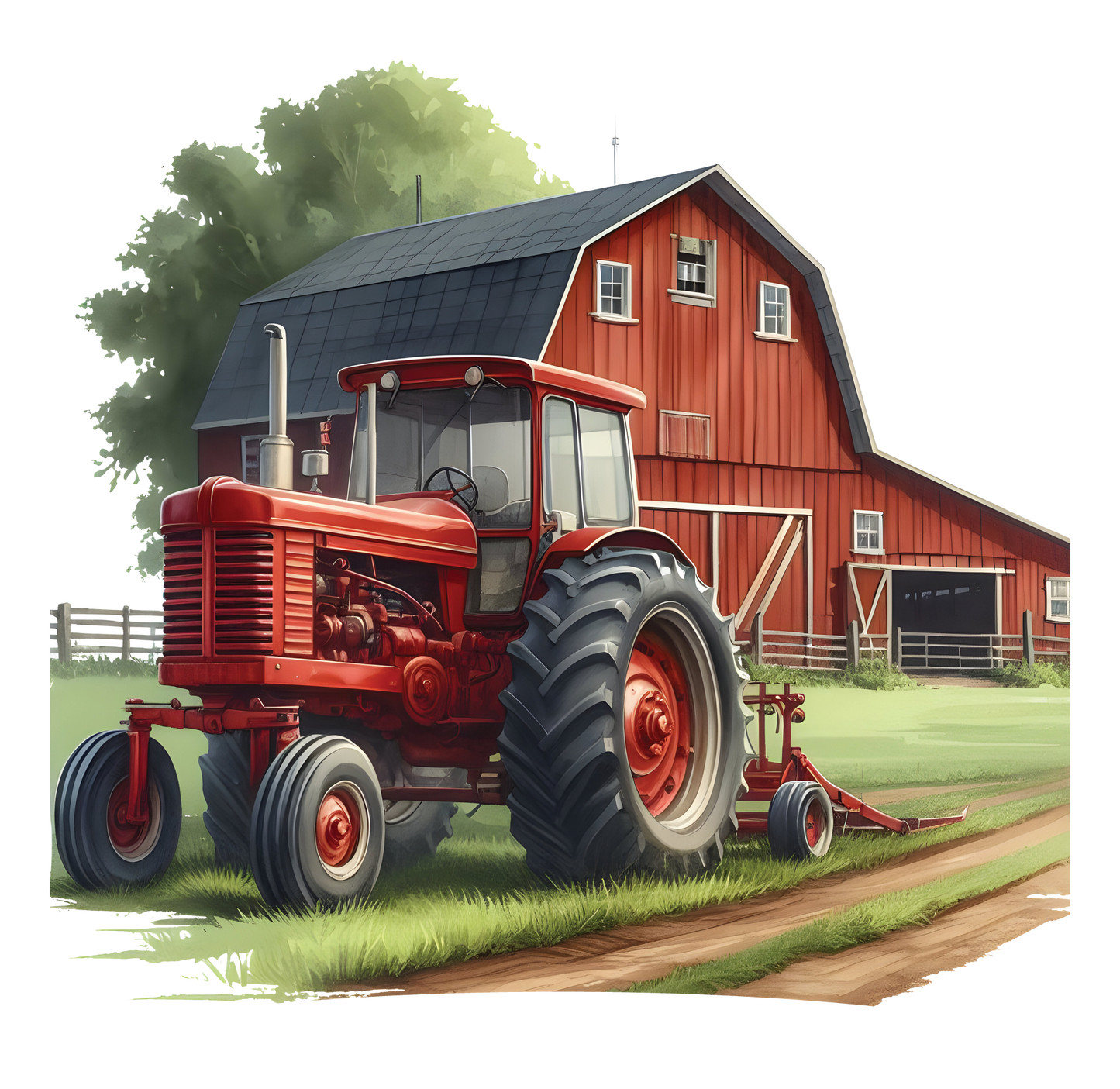8" x 8" Red Tractor
