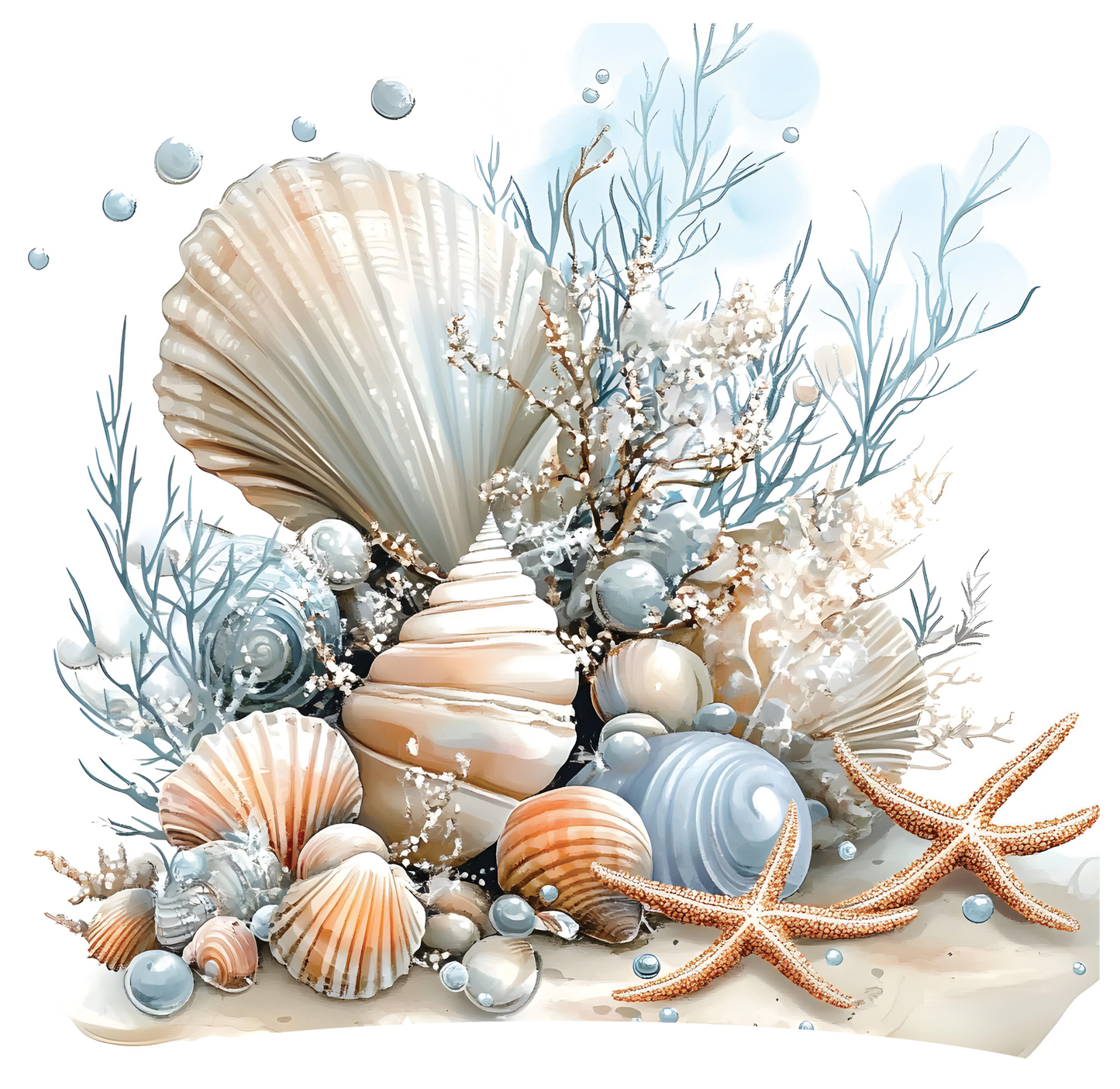 8" x 8" Seashells