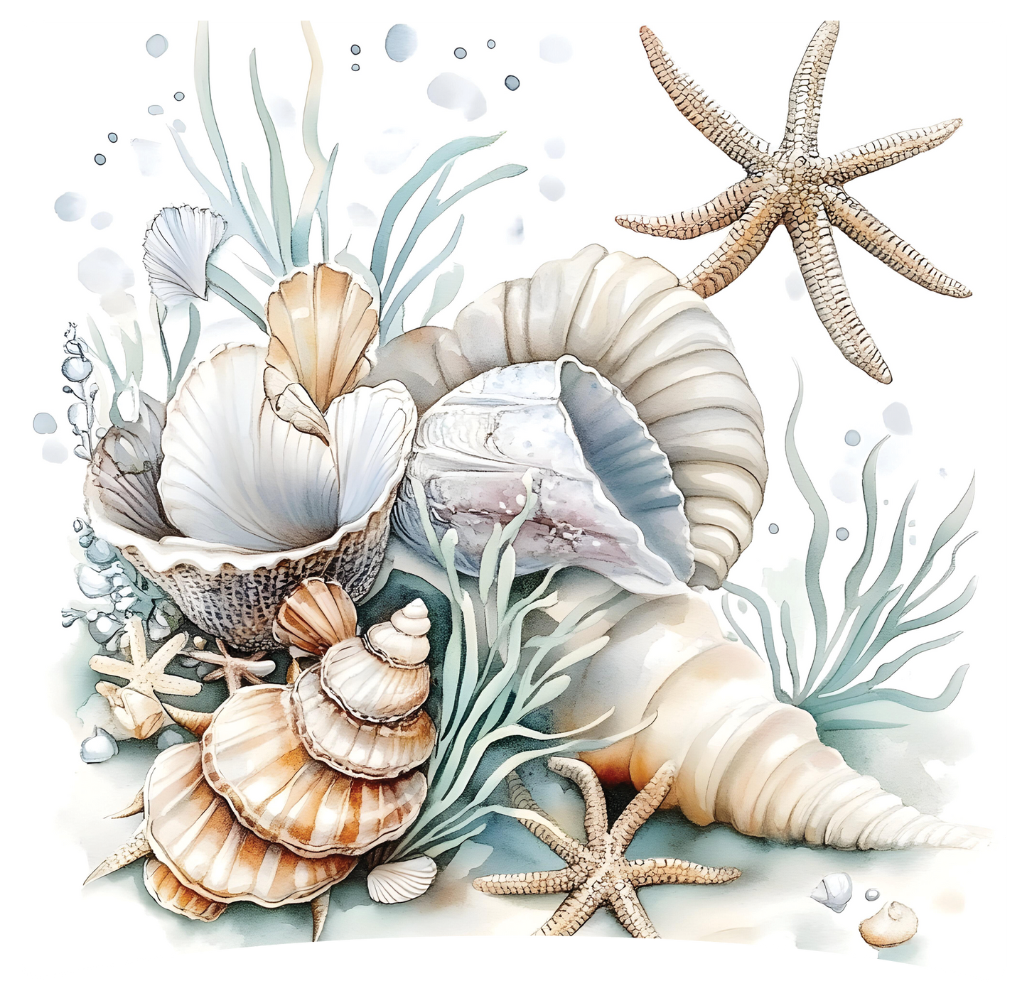 8" x 8" Seashells
