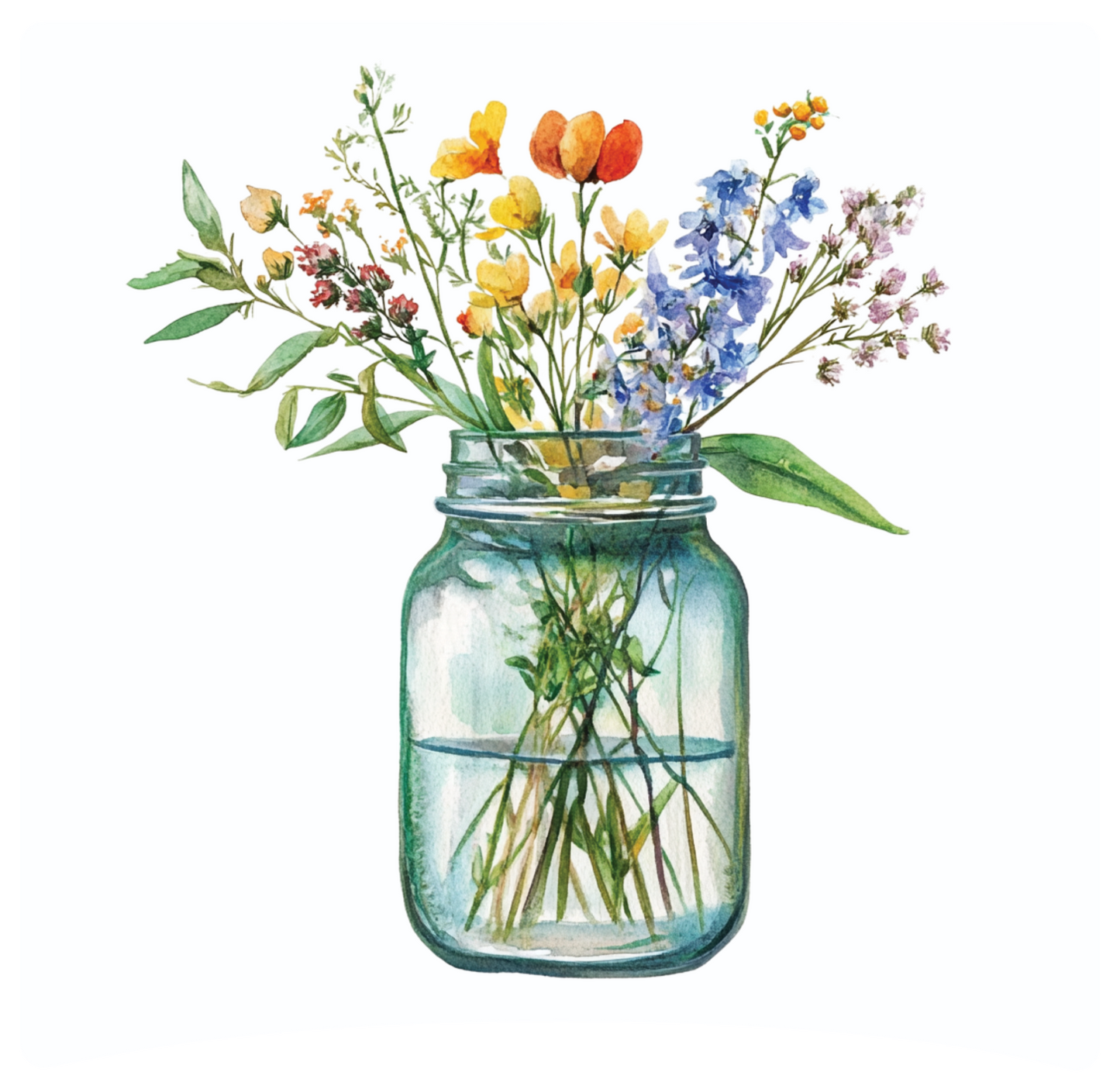 8" x 8" Mason jar flowers panel