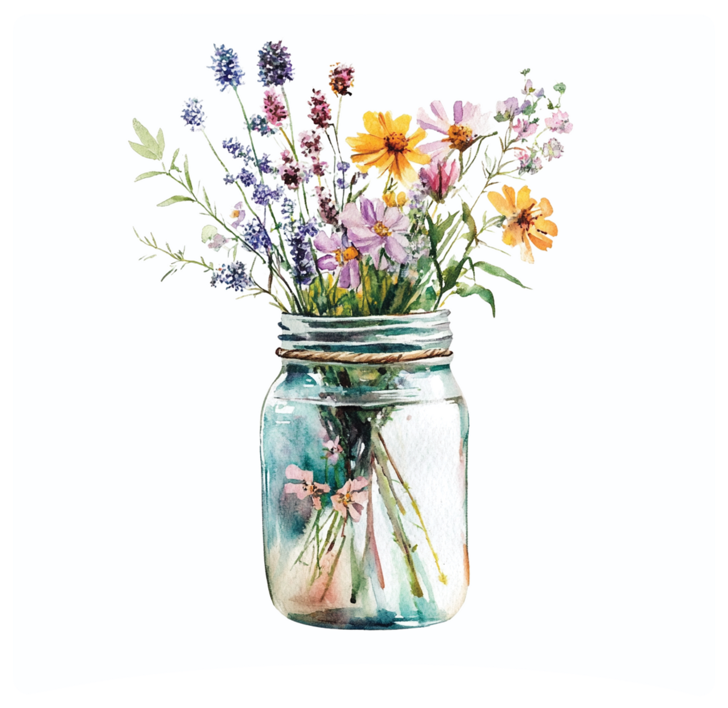 8" x 8" Mason jar flowers panel