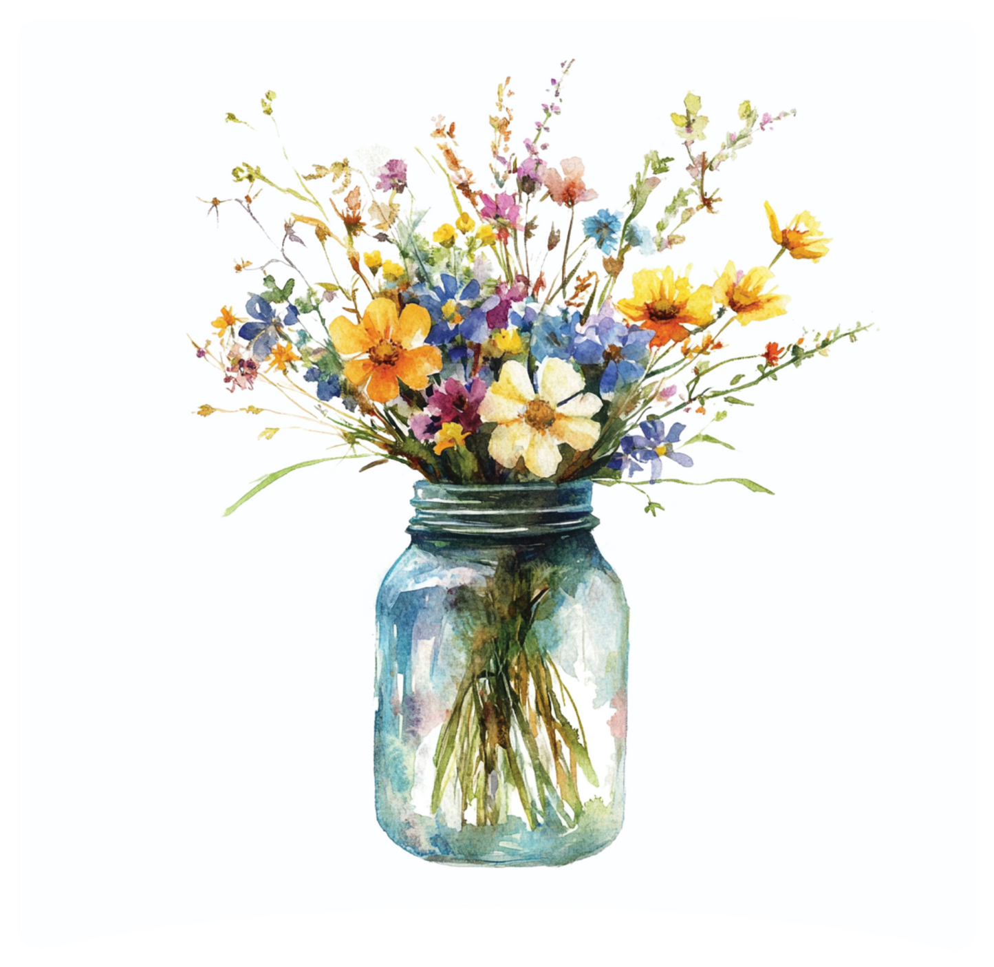 8" x 8" Mason jar flowers panel