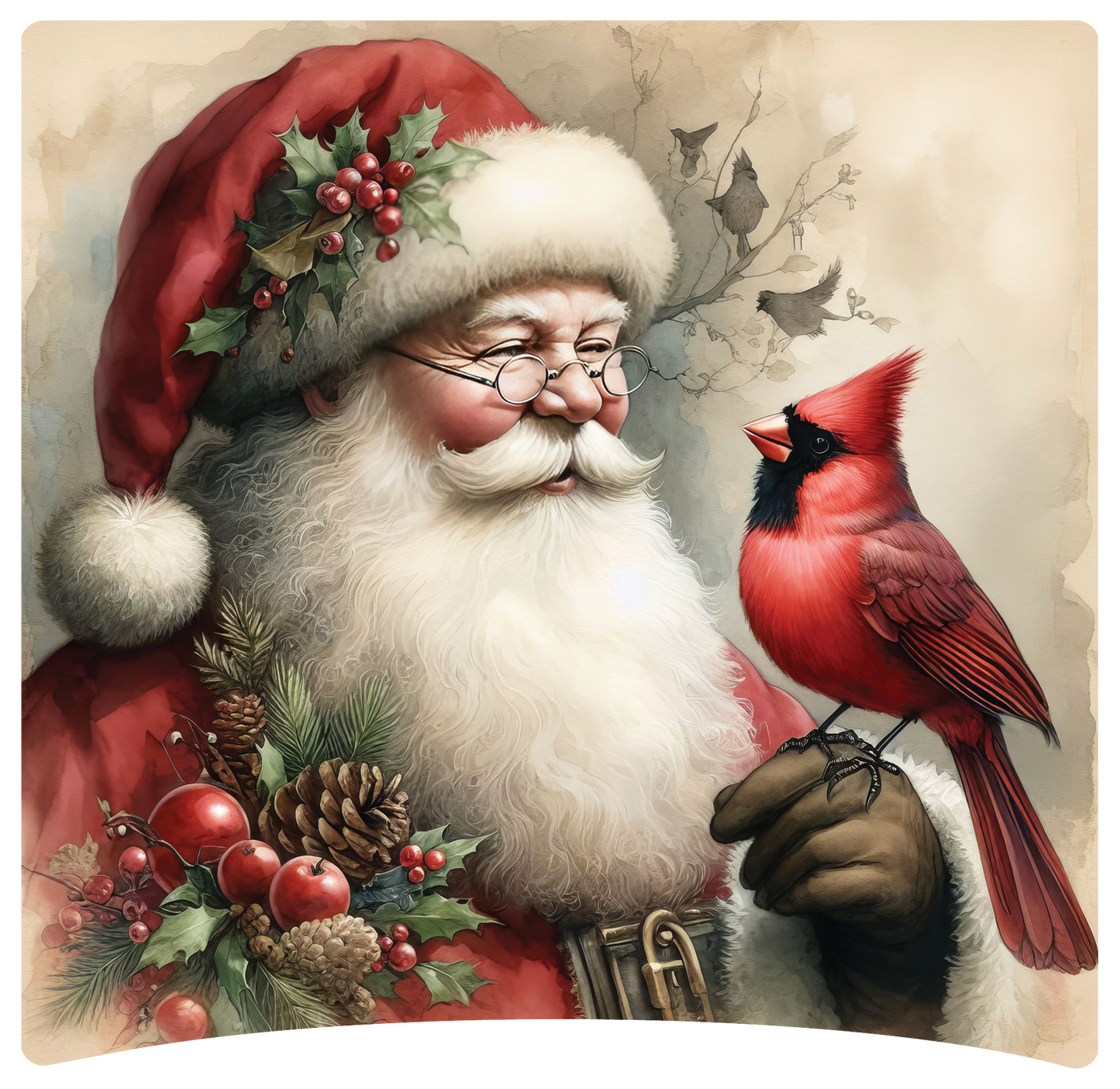 8" x 8" Santa Cardinal
