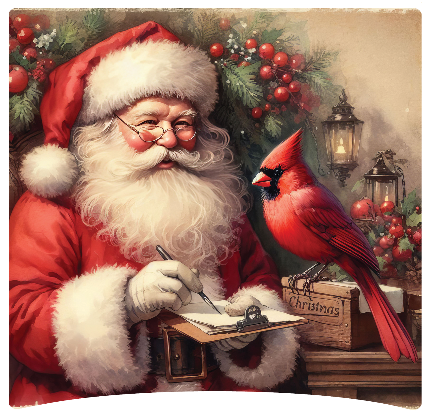 8" x 8" Santa Cardinal