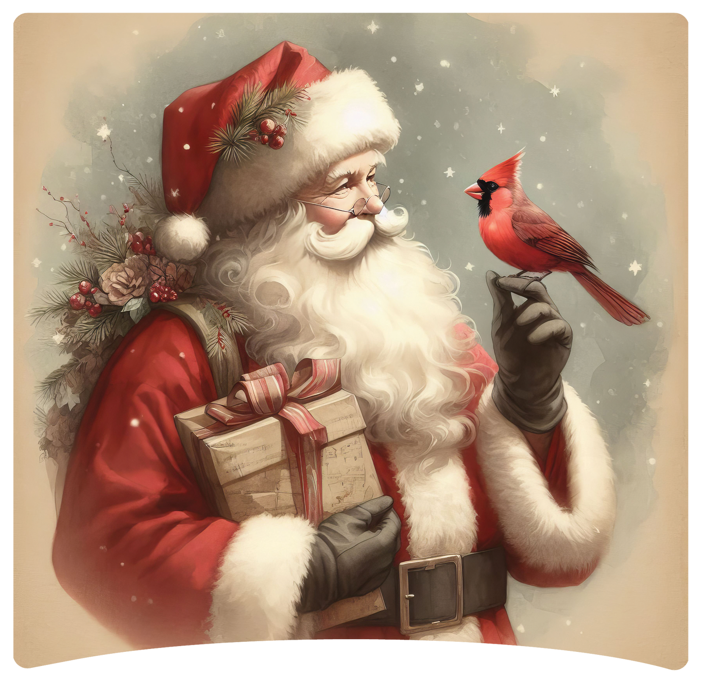 8" x 8" Santa Cardinal