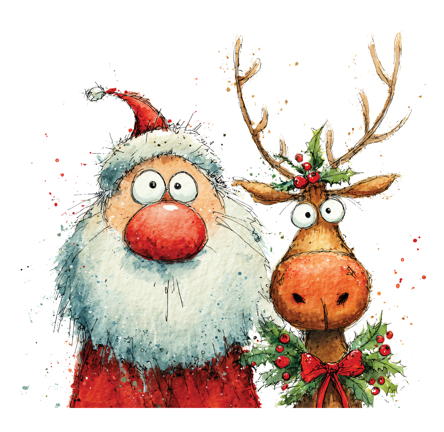 8" x 8" Santa Rudolph