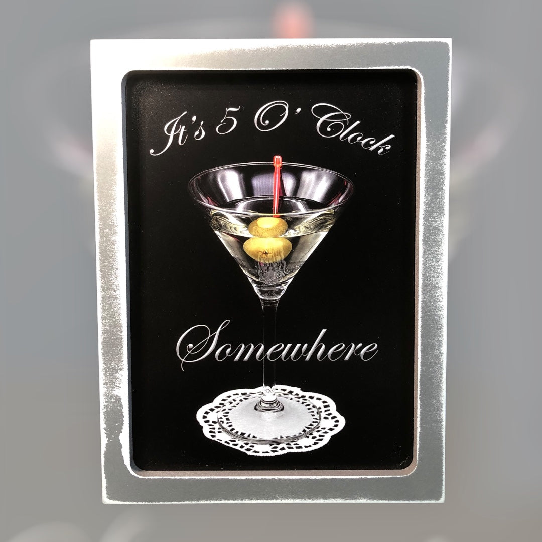 7" x 9" Martini five o clock somewhere sign in multiple versions