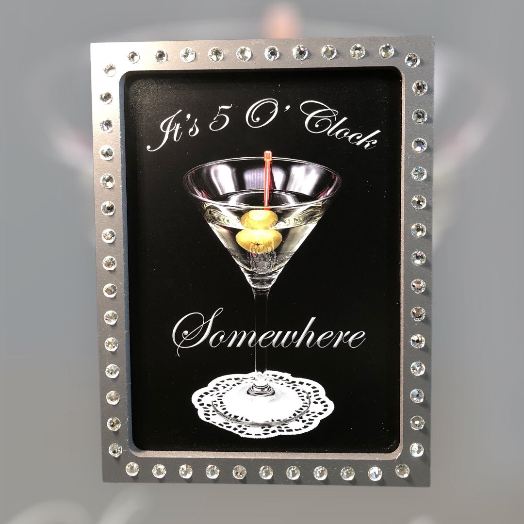 7" x 9" Martini five o clock somewhere sign in multiple versions