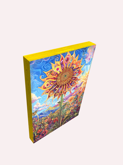 5" x 7" Wood Art Sunflower