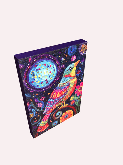5" x 7" Wood Art Birdmoon
