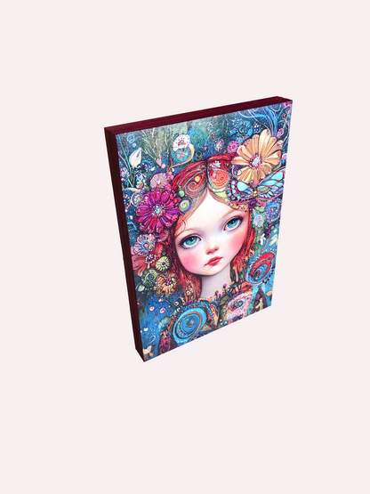 5" x 7" Wood Art Cute Girl