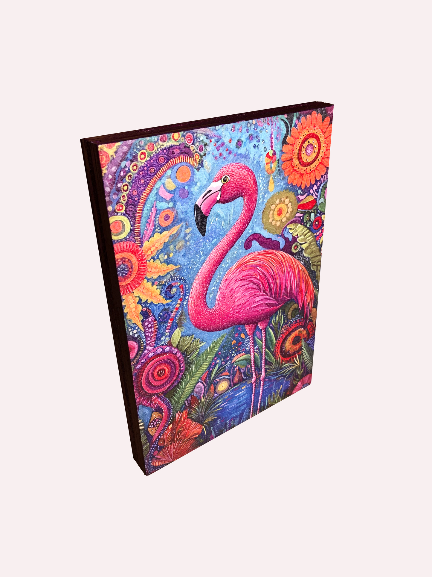 5" x 7" Wood Art Flamingo