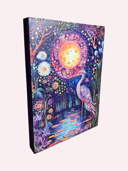 5" x7" Wood Art Vibrant Moon