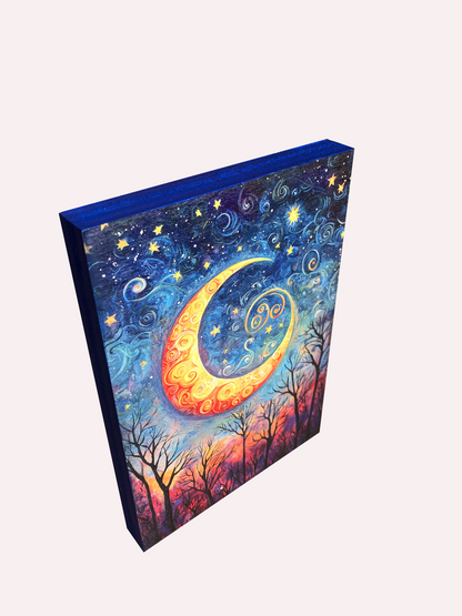 5" x 7" Wood Art Mystic Moon