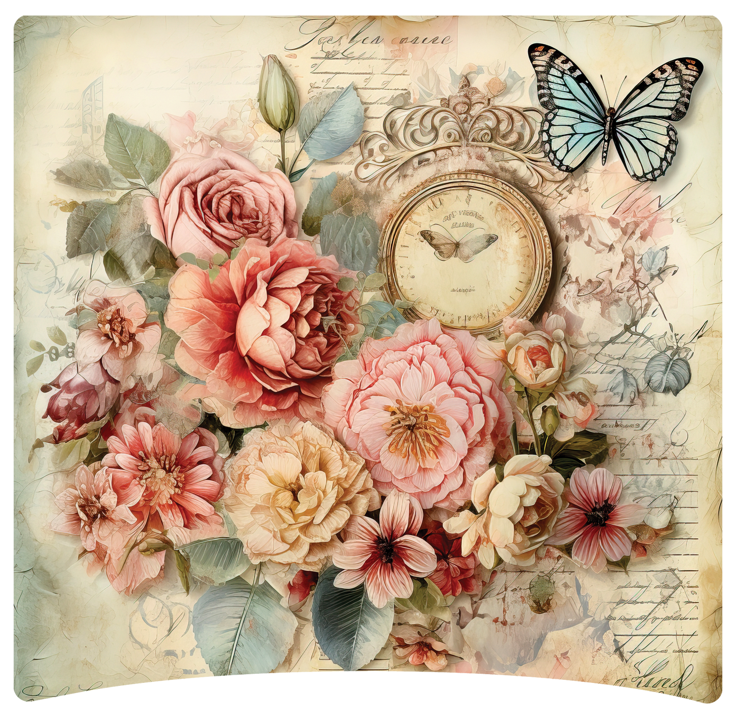 8" x 8" Clock and flowers