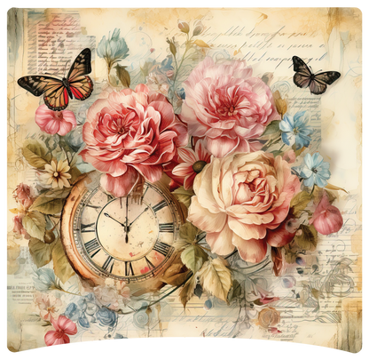 8" x 8" Clock and flowers