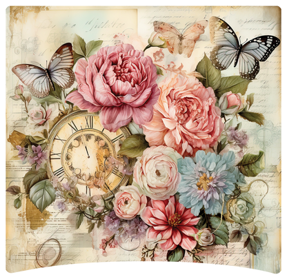 8" x 8" Clock and flowers