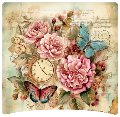 8" x 8" Clock and flowers