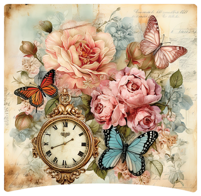 8" x 8" Clock and flowers