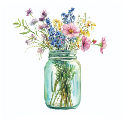 8" x 8" Mason jar flowers panel