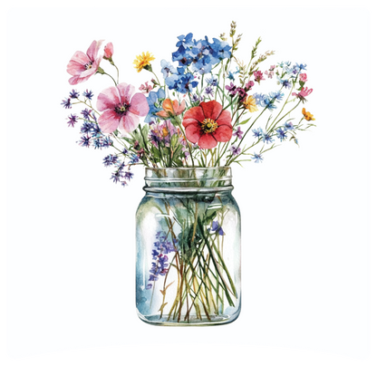 8" x 8" Mason jar flowers panel