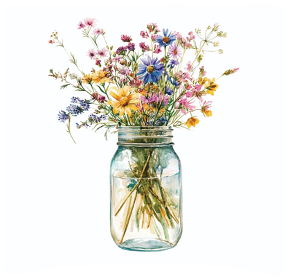 8" x 8" Mason jar flowers panel
