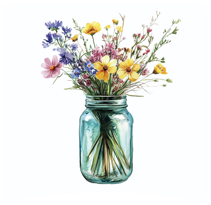 8" x 8" Mason jar flowers panel
