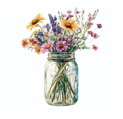 8" x 8" Mason jar flowers panel