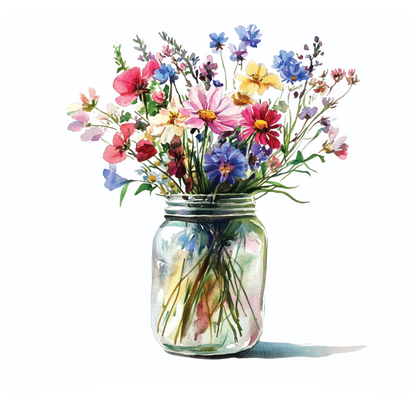 8" x 8" Mason jar flowers panel